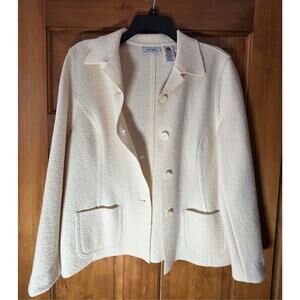 Lord & Taylor Vintage Cream Wool Blend Jacket Blazer Grandmacore Old Money 10P